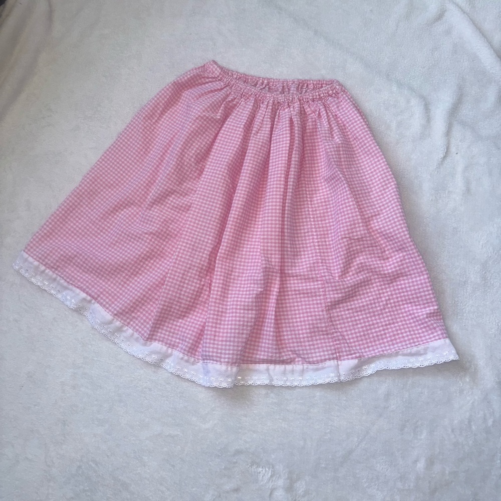 Pink Gingham cottagecore Skirt